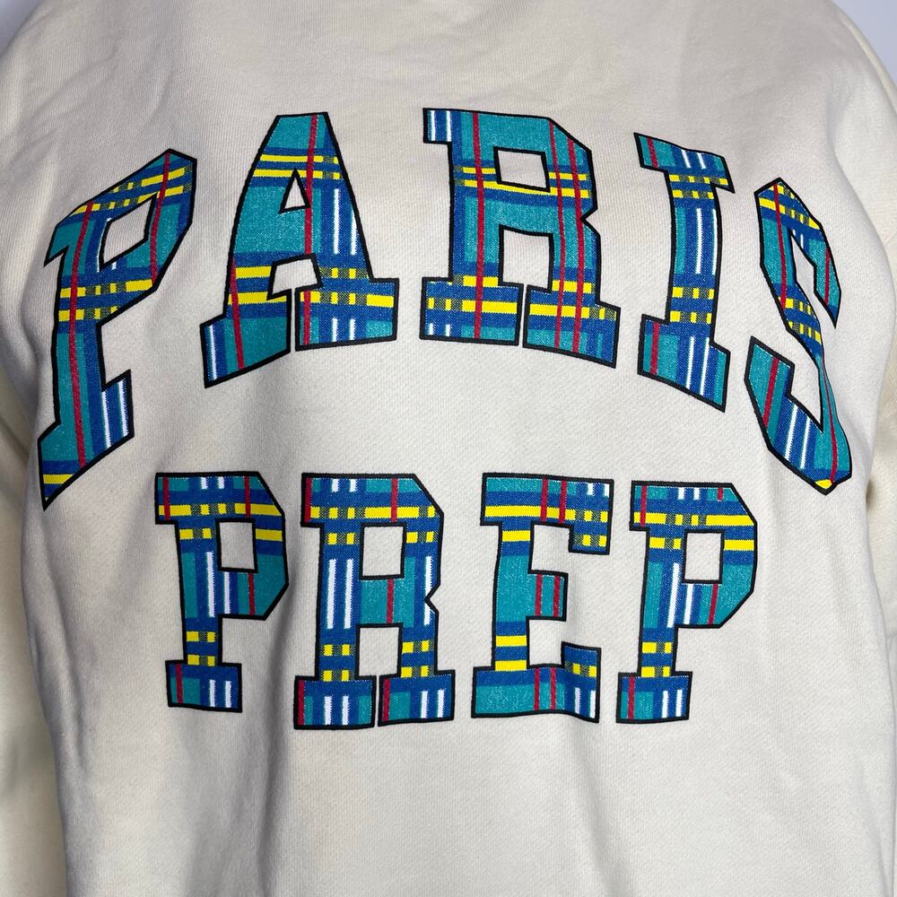 Free People First Port Paris Prep Graphic Sweatshirt size XSmall New Ivory - Picture 5 of 7